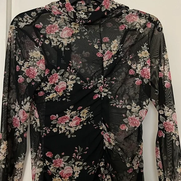 NWT INC floral see through dress petite size: PS - Picture 2 of 11